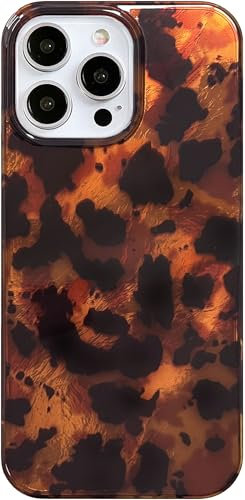 Efitoo Tortoise Shell Phone Case for iPhone 14 Pro Max Cheetach Leopard Print Animal Amber and Black Pattern Protective Shockproof Aesthetic Women Girls Hard Brown Cover (for iPhone 14 Pro Max)