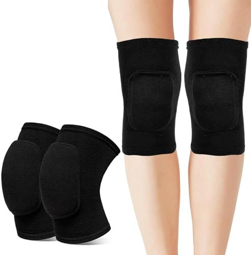 Paquete de 2 Rodilleras, Rodilleras Elásticas Antideslizantes, Rodilleras Elásticas Unisex, Rodilleras Suaves,Para Voleibol Baile Correr Patinaje Baloncesto Fútbol Deportes,Negro
