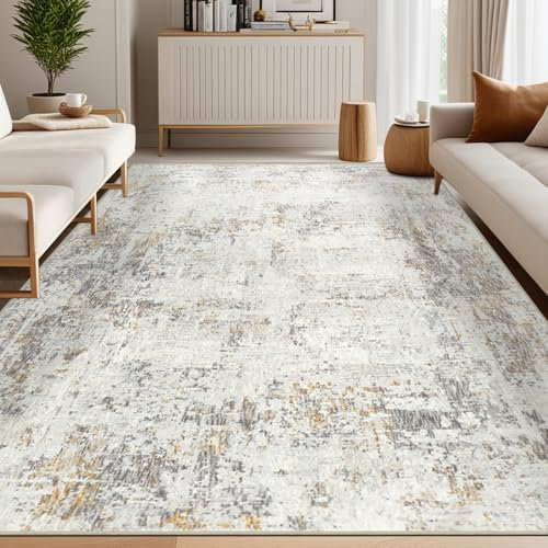 Capslpad Beige Abstraktes Teppich Wohnzimmer 160x230cm Schlafzimmer Teppich rutschfest Kurzflor Kunstwolle Waschbar Teppiche für Wohnzimmer Schlafzimmer