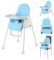 4-in-1 Adjustable Baby High Chair, Infant High Feeding Seat Toddler Table Chair, Foldable, Lightweight (3.6 kg), Easy Clean, with 3-Point Belt, from 6 Months to 3 Years (15kg), Blue
