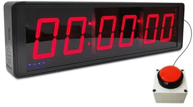 Temporizador de competición de 6 dígitos con botón de cronómetro, temporizador de intervalo para entrenamiento de fitness, reloj de pared LED digital, ideal para gimnasio, juegos, carreras de