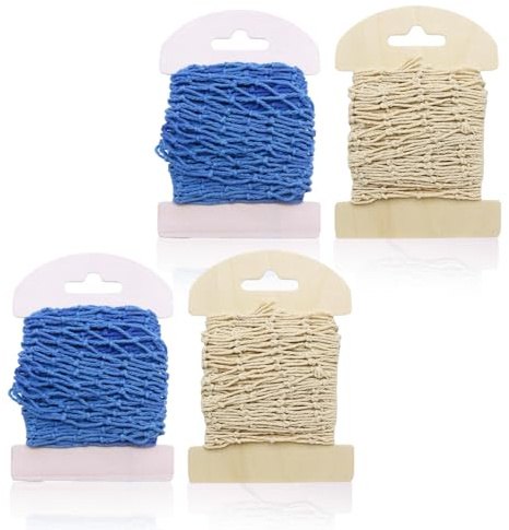 BJHYIZ 4 Stück Fischernetz Deko, 100x13cm Fish Net Wanddekoration Fischernetz Wandbehang Nautisches Fischnetz Mediterrane Deko Netz Dekoration für Zuhause Wohnzimmer Fotografie Wanddekoration