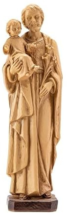DRW Figura San Jose Resina Imitacion Madera Clara Pintada a Mano 5x5x20 cm