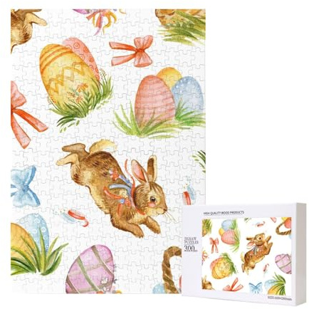 300-teiliges Aquarell-Osterhasen-Eier-Puzzle mit Verpackungsbox für Erwachsene – Holzpuzzle