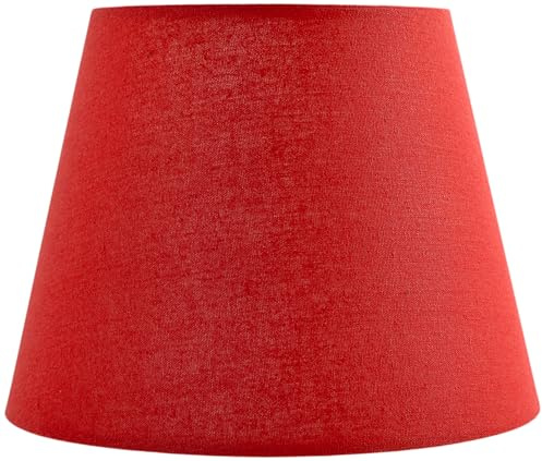 25 cm Lampenschirm, Kegel, Baumwollstoff mit weißer PVC-Rückseite, handgefertigtes Produkt, für Tischlampe, Stehlampe Rot (Rot)