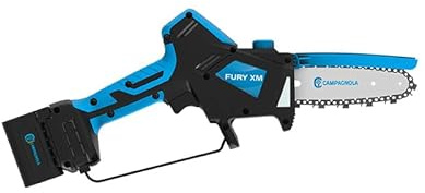 Mini Motosega da Potatura a Batteria Professionale – Campagnola FURY XM con 2 Batterie 14,4V 2,5Ah, Motore Brushless 500W, Barra 5 Catena 1/4, Taglio Ø12 cm – Ulivo, Vite, Frutteto
