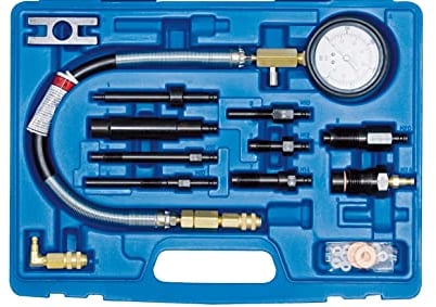 SW-Stahl 26071L Kompressionsdruckprüfer, 0-70 bar, 13-teilig I Kompressionsprüfer Diesel I Kompressionstester für Dieselmotoren I Diesel Kompressionsprüfgerät mit Adaptern