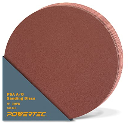 POWERTEC 110350 - Disco abrasivo adesivo in ossido di alluminio, grana 100, 22,9 cm, confezione da 10