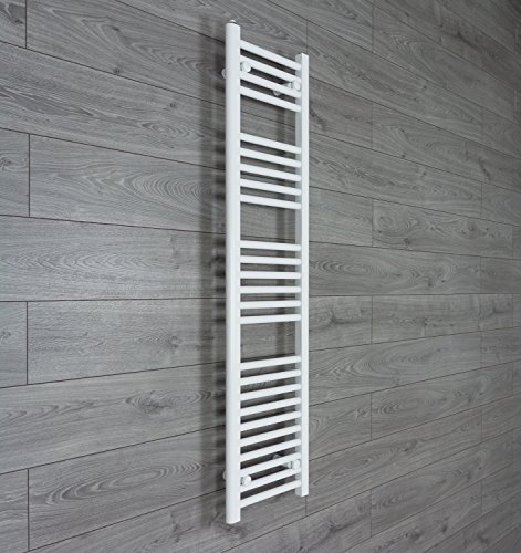 companyblue 300mm wide x 1400mm high Heated Towel Rail Straight Flat White Bathroom Warmer Radiator Rack Central Heating