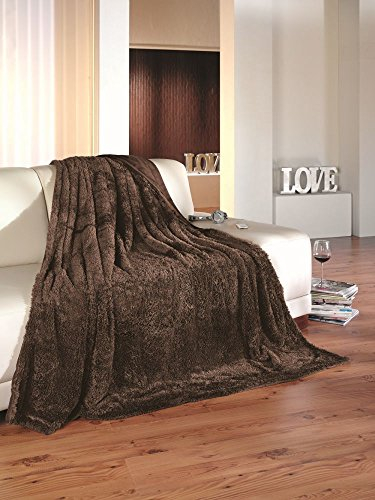 Beauty Scouts Wohndecke Schlafdecke Kuscheldecke Remus Langfell-Nerzoptik braun 150x200cm