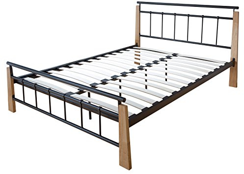 Homestyle4u 1275, Metallbett 140x200 Natur Bettgestell Mit Lattenrost