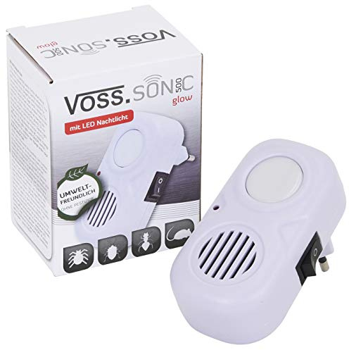 VOSS.sonic Ultraschall-Vertreiber 500 - Glow Ultraschall-Abwehr, Insekten-Vertreiber, Schädlings-Bekämpfung, Ameisen, Ungeziefer, Nachtlicht Steckdose