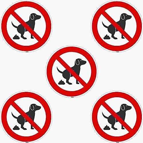 Kleberio® 5 selbstklebende PVC Aufkleber 50 mm 5 cm - Hier kein Hundeklo - für Innen & Außen geeignet Piktogramm Hinweis Aufkleber