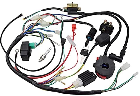 GOOFIT 50cc 125cc Volle Elektrik Kabelbaum Spule Gleichrichter CDI Ersatz für ATV Solenoid Zündkerze Quad Pitbike Dirtbike Buggy Go Kart Kits