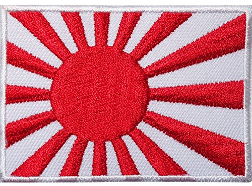 ELLU Aufnäher mit japanischer Flagge, Rot, Weiß, 7,1 cm breit und 4,9 cm hoch, Polyester, Mittel, Rechteckig, Kind, Japanisch, klassisch, Patch, Aufbügeln