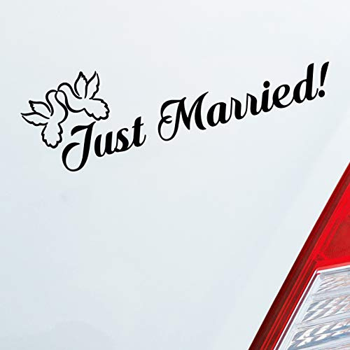 Hellweg Druckerei Just Married! Tauben Vögel Liebe Hochzeit Heiraten Auto Aufkleber Sticker Heckscheibenaufkleber