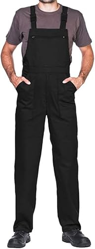 MAZALAT work wear Salopette da Lavoro Uomo, Taglie Grandi S-3XL, Made in EU, Colori Diversi, Tuta da Lavoro Uomo Qualità, Nero, 3XL