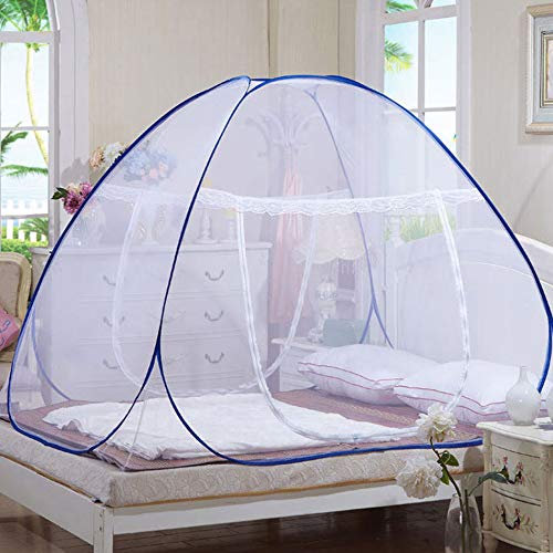 HagieNU Moustiquaire portable pour lit de voyage avec fond pour lit d'adulte - 200 x 150 x 150 cm (L x l x H).