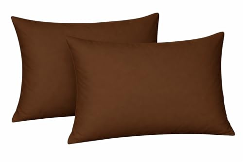 Plain dyed polycotton Housewife pair of pillowcases, Available in 20 (Brown)