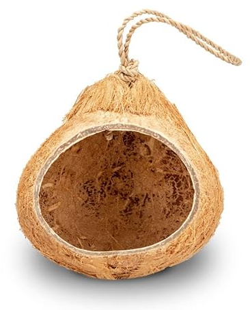 NaDeco Kokos Vogelhaus groß mit Kordel ca. 15x14cm | Vogelnest | Nistkasten | Vogelschaukel | Vogelhaus zum Hängen | Vogelfutterhaus | Futterhaus | Deko Kokosnuss | Vogelspielzeig