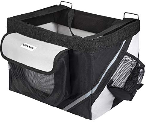 ONVAYA® Fahrradkorb für Hunde | Hundekorb für den Lenker vorne | Fahrradtasche in grau & schwarz | Frontfahrradkorb