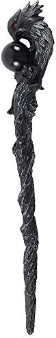 Something Different Baguette Ravissante Corbeau Gris foncé aux Yeux Rouges avec sphère Noire – 24 x 3 cm – Design Unique – Parfait pour la Collection de Chaque sorcière et Magicien
