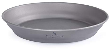 Boundless Voyage Titanium Dish Plate with Carry Mesh Bag Outdoor Titanium Dishware and Utensils Mess Kit Titanium Single-Walled Bowls for Camping Backpack Ti1109T