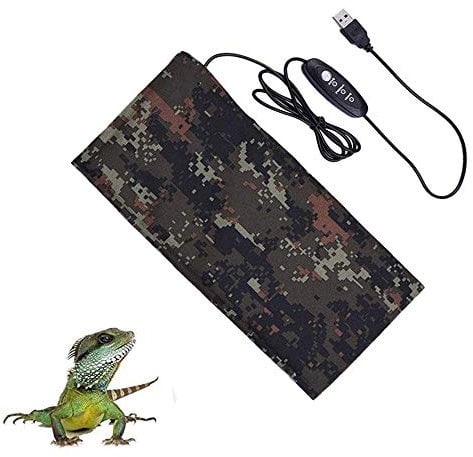 NEKOSUKI Reptile Heating Mat, 7.9x4 inch USB Waterproof Reptile Heat Pad Under Terrarium with 3 Levels Temperature Control, Japanese Carbon Fiber Heat Mat for Turtle, Tortoise, Snakes, Lizard, Gecko