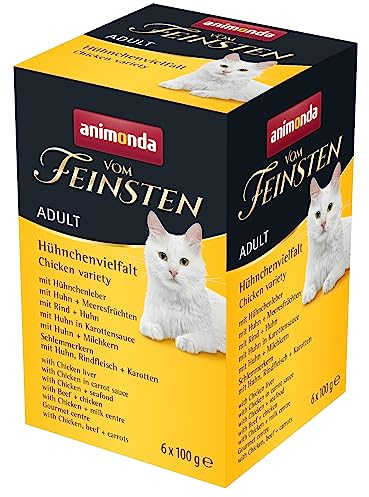 animonda Vom Feinsten Adult Katzenfutter, Nassfutter für ausgewachsene Katzen, Hühnchenvielfalt, 6 x 100 g