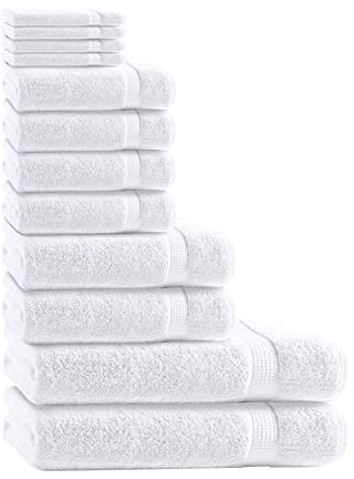 Class Home Collection 12 TLG Frottee Handtücher Set | Gästetuch | Handtuch | Duschtuch | Waschhandschuh | Weiß