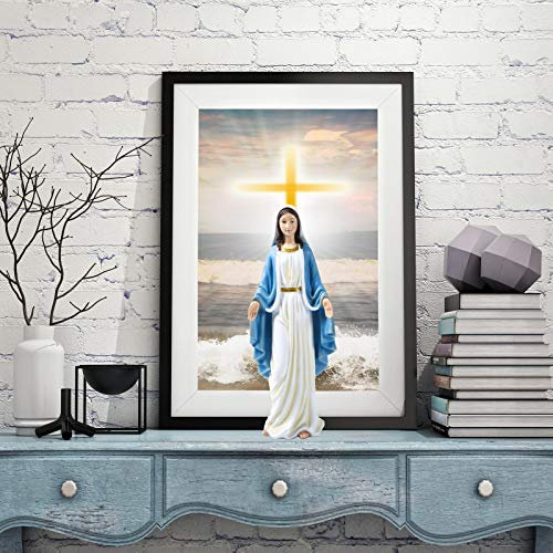 Uziqueif Heiligenfigur Maria Skulptur Deko Statue Groß, H 47cm Statuette der Madonna, Mutter Gottes Figur für Ornament Wohnzimmer Büro Dekor Desktop Geschenke, Harz,Deko Figur