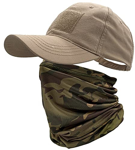 ehsbuy Baseball Caps for Men with Cooling Neck Gaiter Face Scarf Mask Army Tactical Military Hat Neck Tube Snoods for Running Hunting Camping Cycling Fishing Outdoor Sports