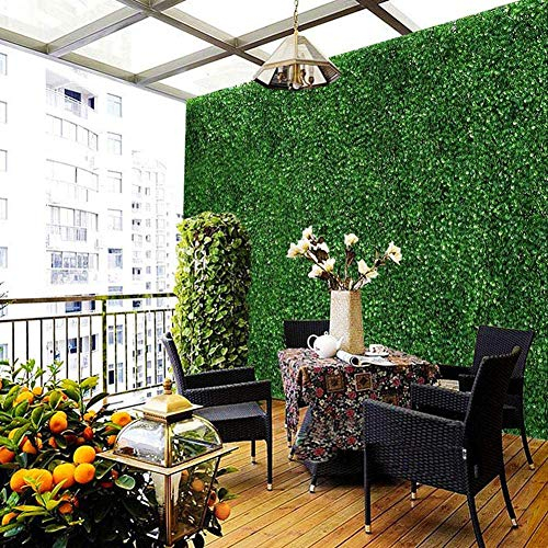 Tianbi Erba artificiale, pannelli di siepe per prato, pareti verdi, foglie di edera, rotolo per casa, patio, balcone, sfondo, decorazione, 40 x 60 cm