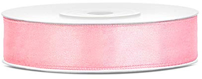 Ruban Satin Polyester Noeud et Emballage Cadeau 6/12/25/38/50/100mm x 25m (Taille 12mm x 25m - Couleur Rose clair)
