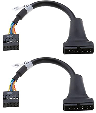 eMagTech 2 Pack USB 3.0 20 Pin Motherboard Male to 9 Pin Female Cable Adapter Compatible with USB 2.0 Mother Boards Devices Copper PVC 15cm/5.9inch USB Cables