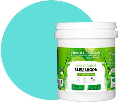 BOX DECO COULEURS Peinture murale naturelle écologique aspect mat intérieur Natura - 1L, Bleu Lagon