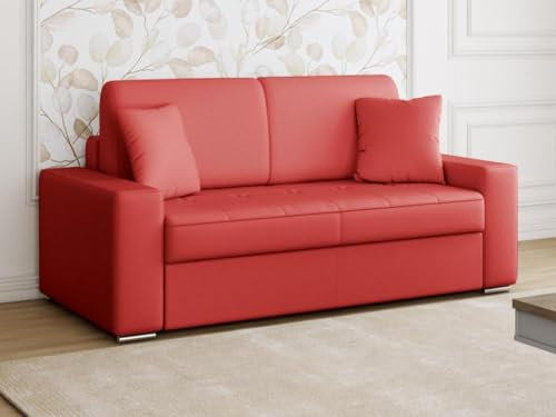 Vente-unique Schlafsofa 2-Sitzer - Liegefläche: 120 cm - Matratzenhöhe: 14 cm - Kunstleder - Rot - EMIR