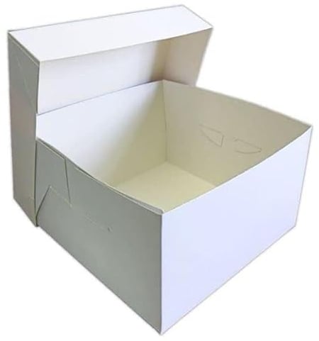 LarryRoo Pack of 5 x White Square Cake Boxes - Perfect for Transporting your Cakes! (9 Inch)