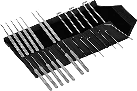MULTIPICK ELITE 27 Lockpicking Set [27 Teile | 0,4 + 0,6 mm] Lockpick Tool, Schlösser knacken - Lock Picks inkl. Spanner - Schloss picking - Profi Dietrich Set - Profi Lockpicking Kit - Pick Kit