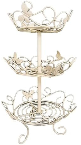 Four Seasons Liverpool Butterfly storage Cake 3 Tier Stand Baskets stand Cream Metal Butterfly detail