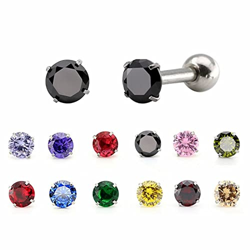 Skcess Ohrringe Damen Gold, Ohrstecker Edelstahl 3 Mm Runder Zirkonia Ohrring Damen