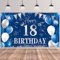 18 Años Decoración de Fiesta de Cumpleaños,Azul Plata Grande Póste 18 Aniversario Feliz Cumpleaños Pancarta,18 Hombre Mujer Pancarta 18 Fiesta de Cumpleaños