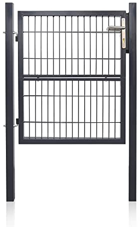 Cecaylie Gartentor Gartentür Anthrazit Hoftor Zauntür Tor Inkl. Schloss 120 x 100 cm Zauntor Garten Gartenpforte Gitterzaun