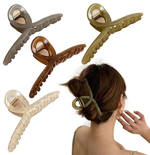 4 Packs de pinces à cheveux larges Pince à cheveux rétro de style coréen Matte Large Size Hair Styling Accessories,5.11inch shark hairpin