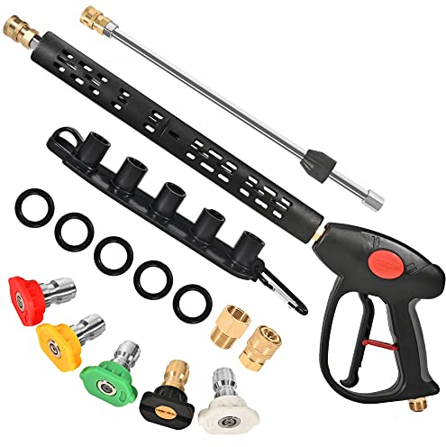 WXMECH Pressure Washer Gun with Extension Wand High Power Washer Spray Gun 5 Nozzle Tips, 40 Inch, 4000 PSI