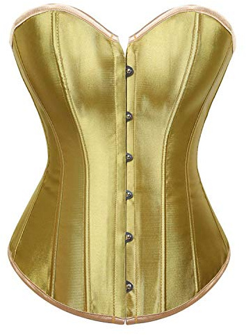 Josamogre Corsets for Women Lace Up Boned Overbust Bustier Bodyshaper Top Plus Size Fashion Yellow XS