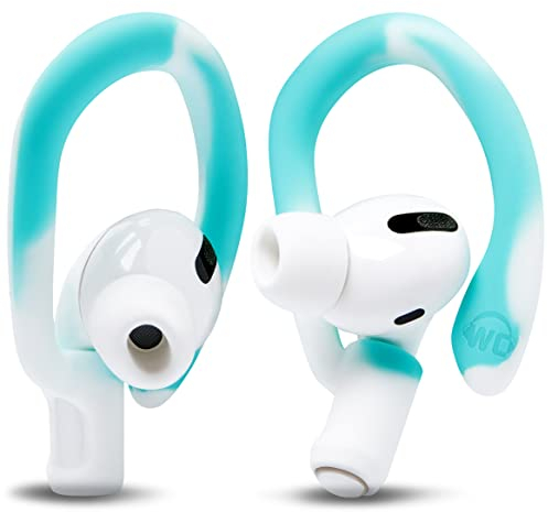 WC HookZ - Patented Upgraded Over Ear Hooks for AirPods Pro 1, 2 & AirPods 1, 2 & 3- Two Size Pairs Included in Package, Unique Left & Right Hook, Made by Wicked Cushions | Blue Tie Dye