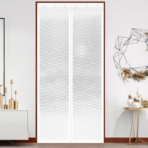 Suwooy Rideau De Porte Isolant Thermique,Isolant Thermique Isolation Porte avec Magnétique Moustiquaire Blanche À Fermeture Automatique Eva,Résistant Au Vent,Facile À Installer,W×H-80×210cm(31×83in)
