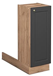 Vicco Îlot de Cuisine Fame-Line, Anthracite-Or/Chêne de Force doré, 30 cm sans Plan de Travail