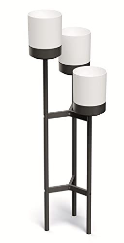 Prosperplast Bloomie Stand Dreibeiniger Blumenständer mit 3 Töpfe Pflanzenständer Blumentopf 42 cm x 39,5 x 125 cm Metallrahmen Weiß